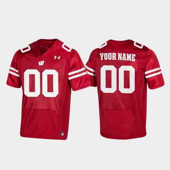 Men Women Youth Toddler Wisconsin Badgers Custom 00 Red Replica Football Jersey